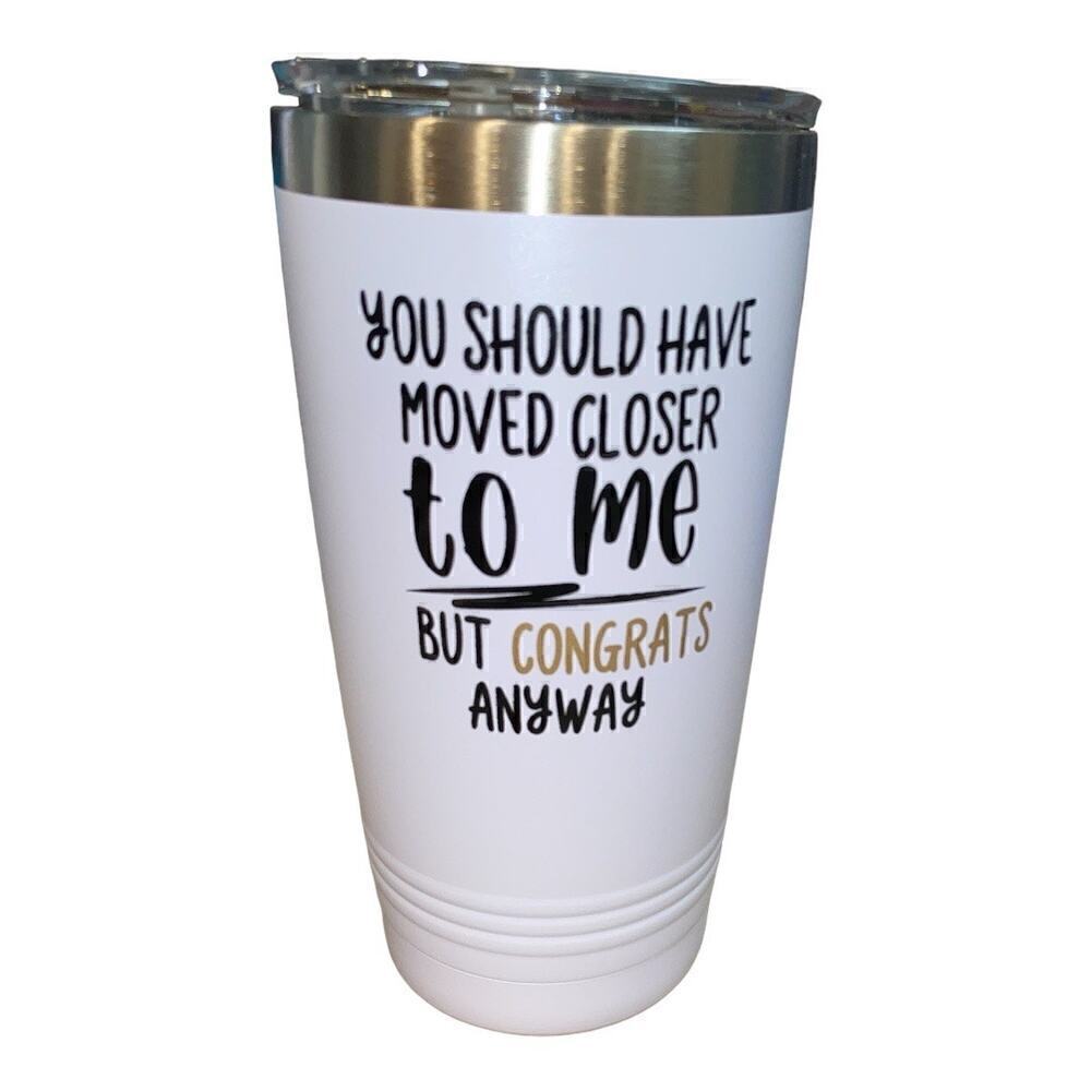 Congratulations Tumbler Gift.  W/straw & straw brush.  Lavender & black‎ 20 oz